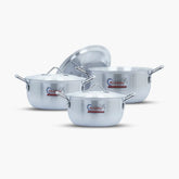 Klassic Aluminium Steel Crescent Series Cooking Pots Set - Premium Cookware for Gas and Electric Stove, Easy to Clean, Durable - Klassic Kitchenware UK
