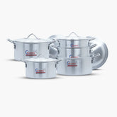 Klassic Aluminium Steel Crescent Series Elegant Cooking Pots Set - Premium Cookware for Gas and Electric Stove, Easy to Clean, Durable - Klassic Kitchenware UK