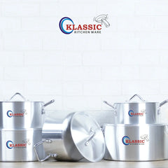 Klassic Aluminium Steel Crescent Series Excel Cooking Pots Set - Premium Cookware for Gas and Electric Stove, Easy to Clean, Durable - Klassic Kitchenware UK