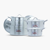 Klassic Aluminium Steel Crescent Series Excel Cooking Pots Set - Premium Cookware for Gas and Electric Stove, Easy to Clean, Durable - Klassic Kitchenware UK