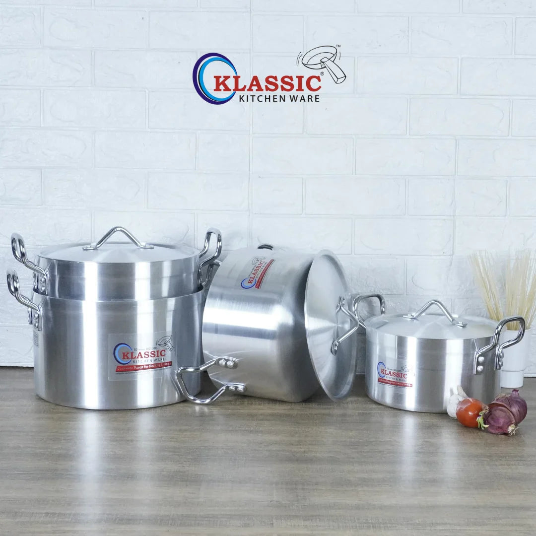 Klassic Aluminium Steel Supreme Cooking Pots Set – Durable, Easy-to-Clean Cookware for Gas, Electric & Induction Hobs (UK) - Klassic Kitchenware UK
