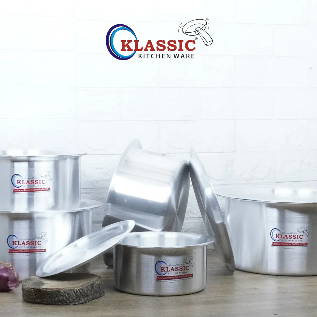Klassic Aluminium Steel Indiana Cooking pot Set - Premium Cookware Pots for Gas and Electric Stove, Easy to Clean, - Klassic Kitchenware UK
