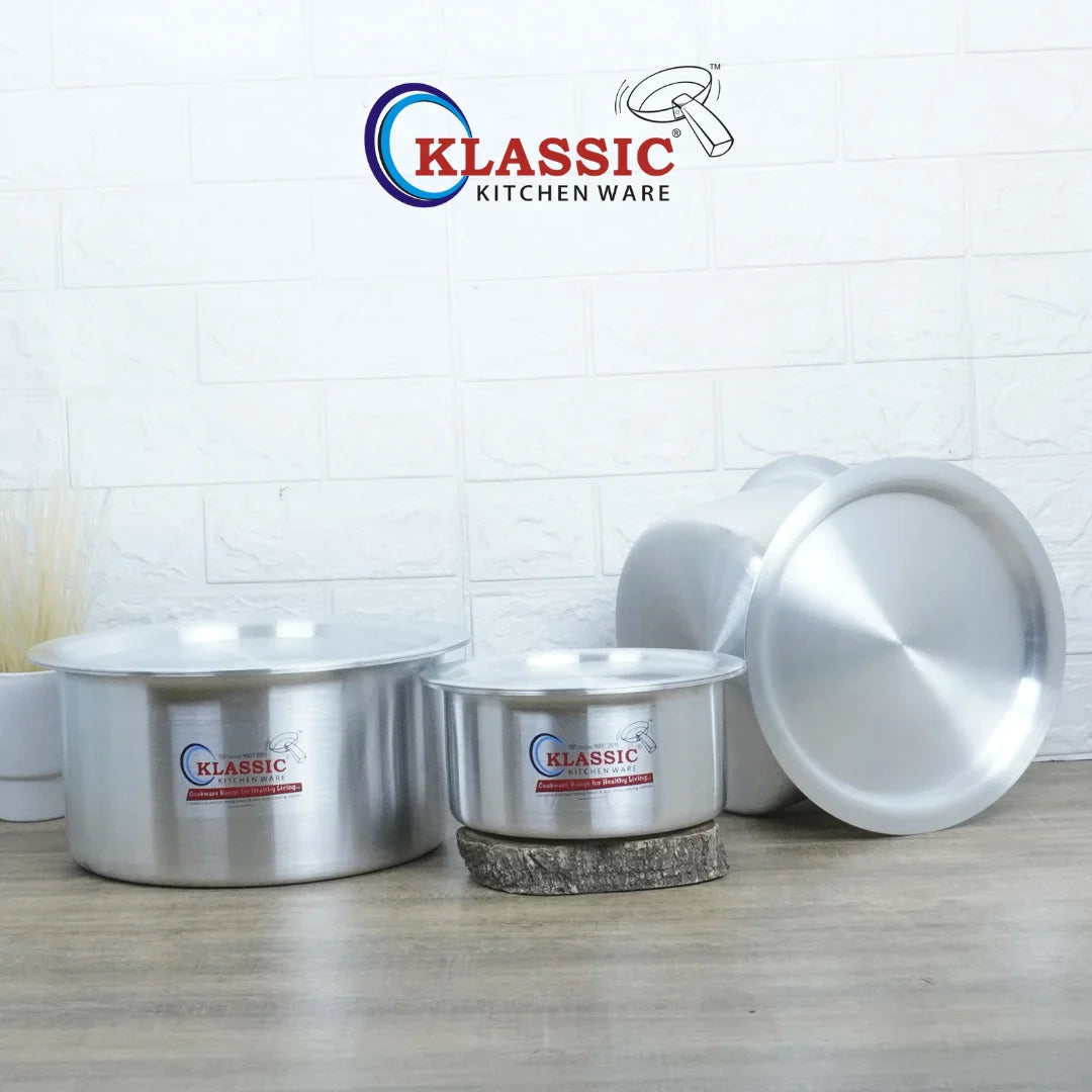 Klassic Aluminium Steel Indiana Cooking pot Set - Premium Cookware Pots for Gas and Electric Stove, Easy to Clean, - Klassic Kitchenware UK
