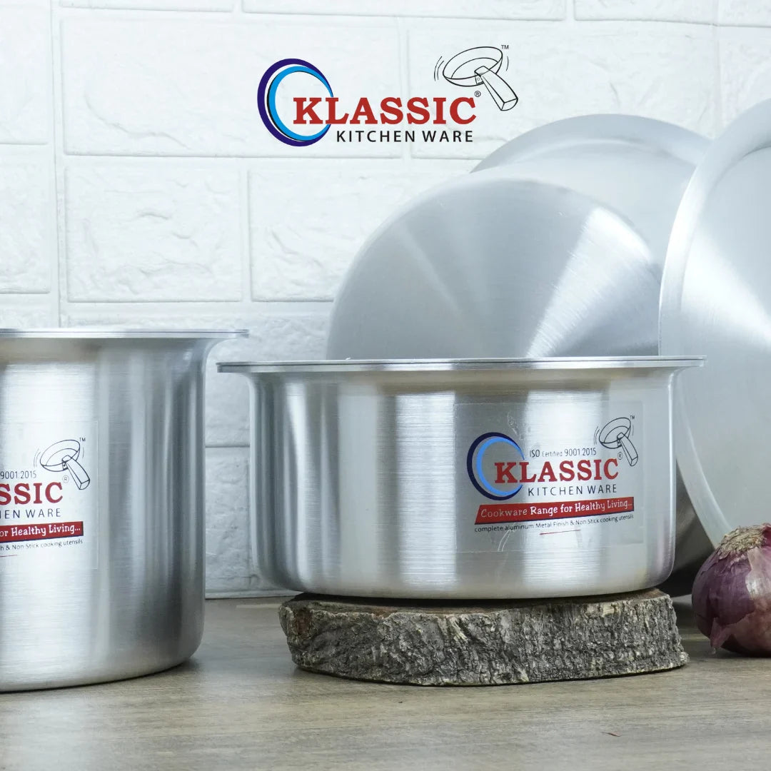 Klassic Aluminium Steel Indiana Cooking pot Set - Premium Cookware Pots for Gas and Electric Stove, Easy to Clean, - Klassic Kitchenware UK