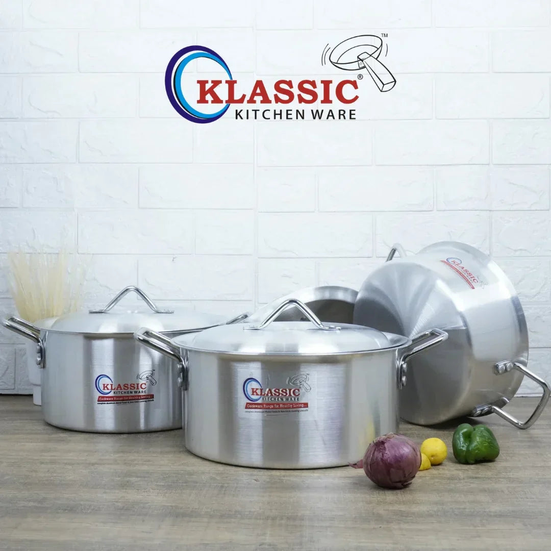 Klassic Aluminium Steel Galaxy Cooking Pots Set - Premium Cookware for Gas and Electric Stove, Easy to Clean, Durable - Klassic Kitchenware UK