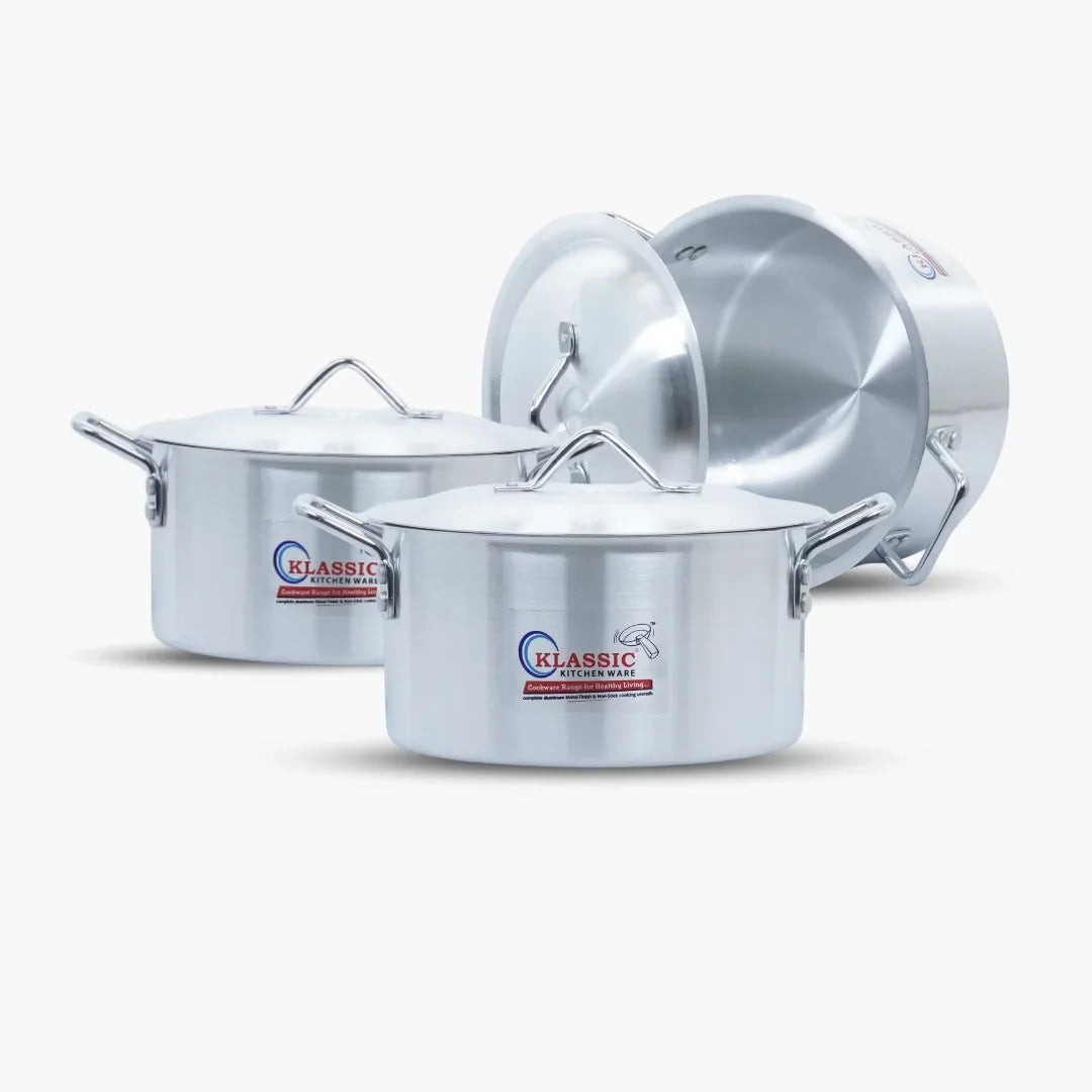 Klassic Aluminium Steel Galaxy Cooking Pots Set - Premium Cookware for Gas and Electric Stove, Easy to Clean, Durable - Klassic Kitchenware UK