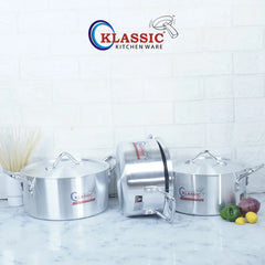 Klassic Aluminium Steel Smart Cooking Pots Set - Premium Cookware for Gas and Electric Stove, Easy to Clean, Durable - Klassic Kitchenware UK