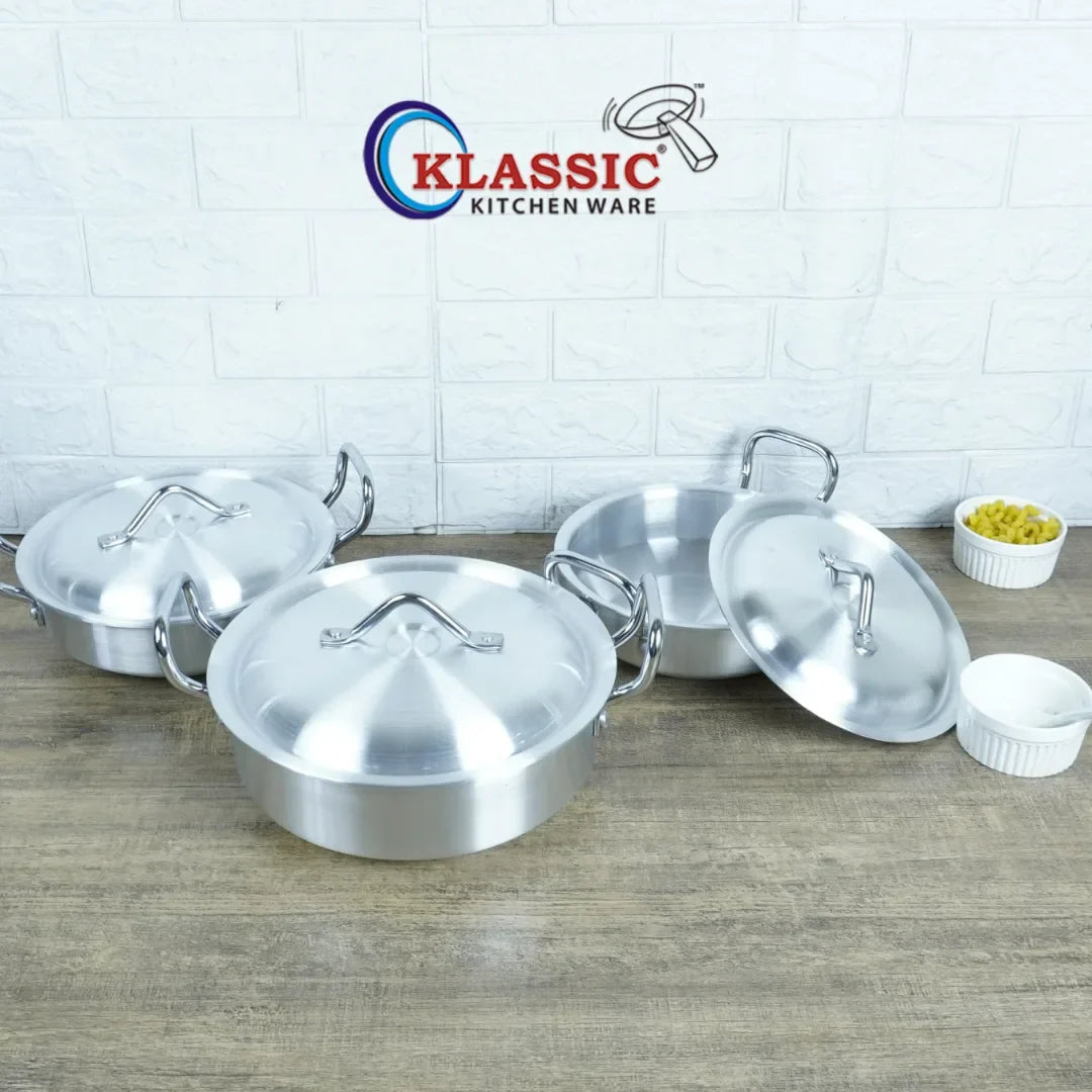 Klassic Aluminium Steel Flat Woks Set - Premium Cookware for Gas and Electric Stove - Easy to Clean - Klassic Kitchenware UK