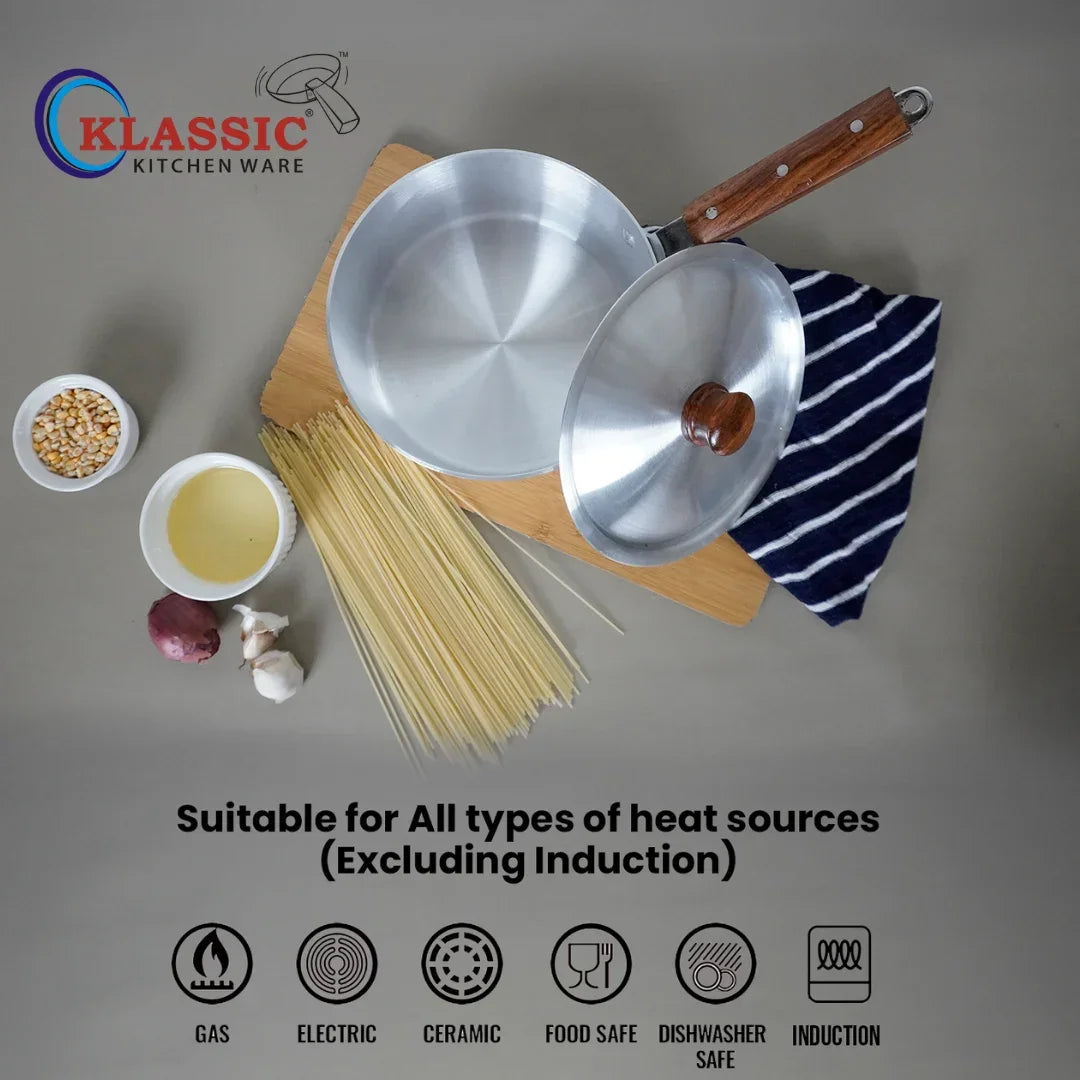 Klassic Aluminium Steel Sauce Pan - Premium Cookware for Gas and Electric Stove, Easy to Clean, Durable - Klassic Kitchenware UK