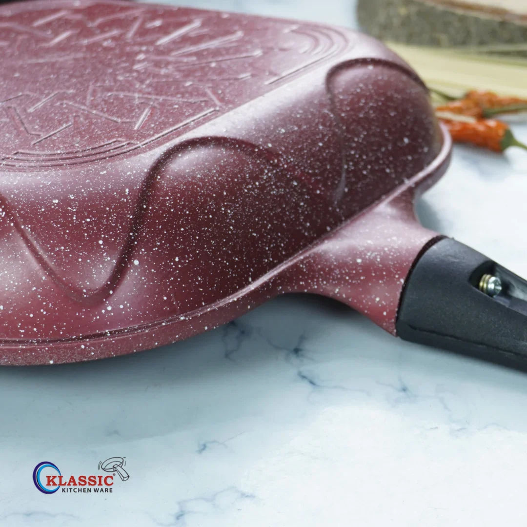 Klassic Nonstick Grill Pan - Suitable for All Stoves - Best Food Griddles | Dishwasher Safe | Stay Cool Long bakelite Handle - Klassic Kitchenware UK