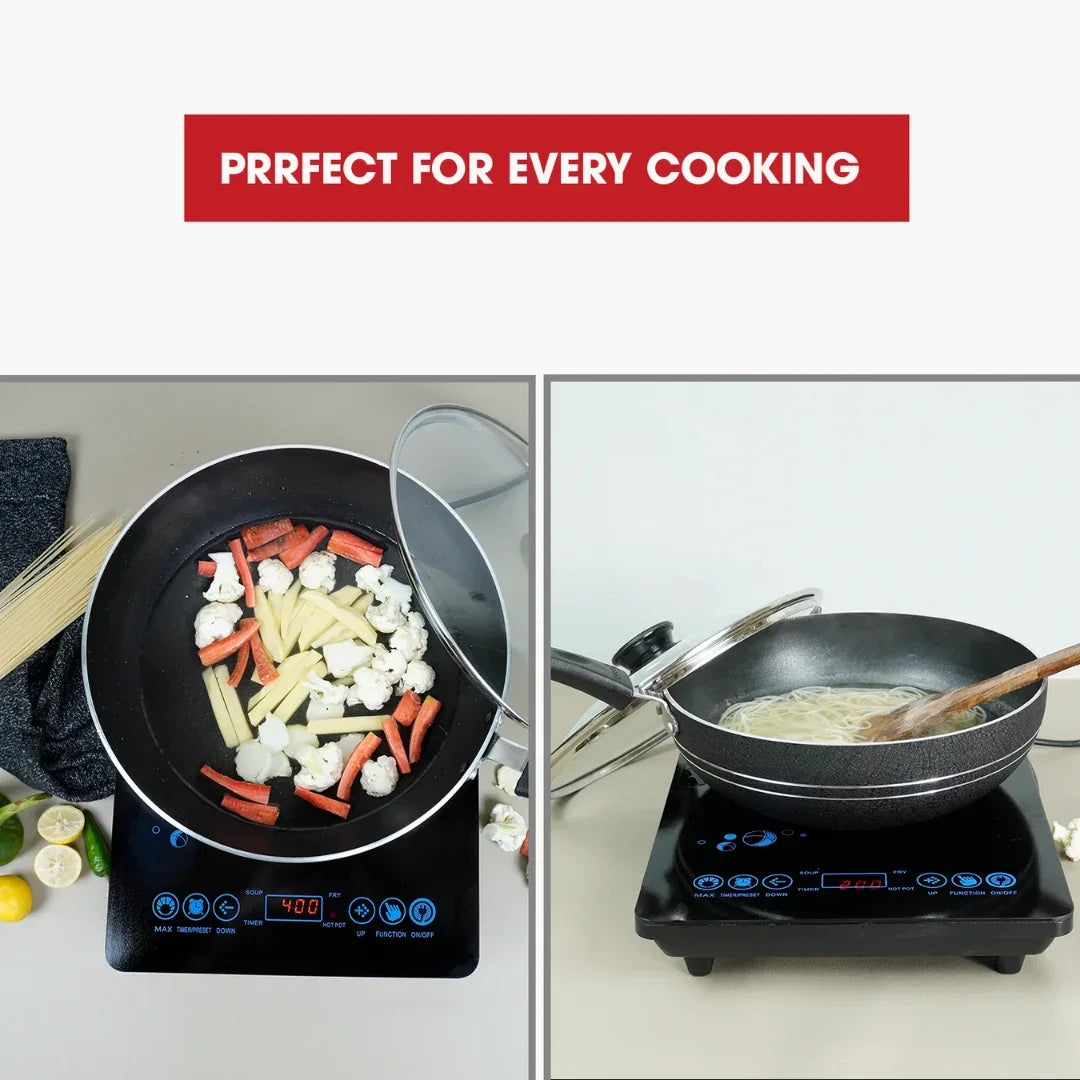 Klassic Induction Base Wok - Versatile Non-Stick deep Wok Cookware for Flawless Stir-Frying | Heat-Resistant Handle | Easy to Clean - Klassic Kitchenware UK