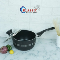 Klassic Nonstick Sauce Pan - Suitable for All Stoves - Durable and Long Lastin Non Stick Coating | Dishwasher Safe | Stay Cool Long bakelite Handle - Klassic Kitchenware UK