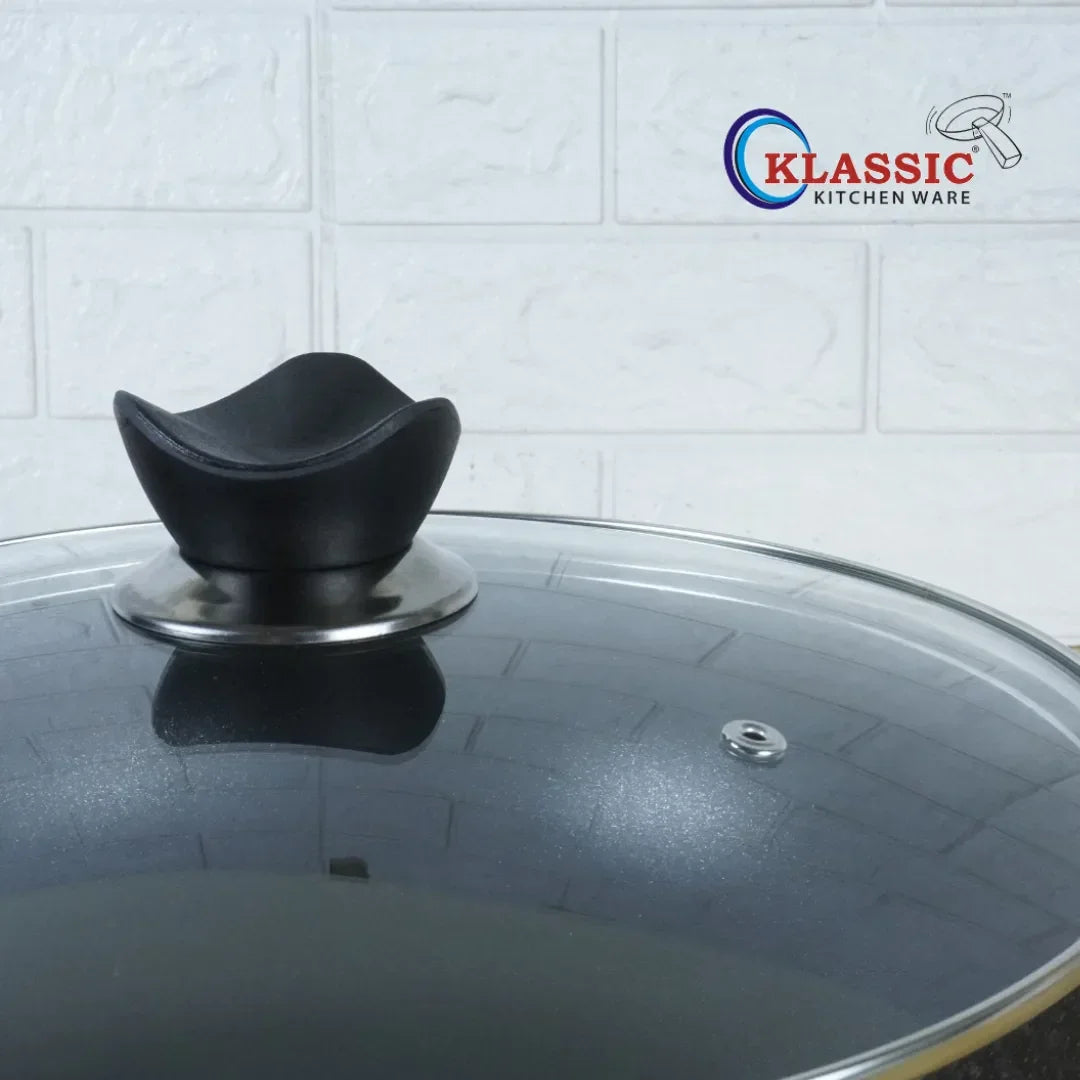 Klassic Induction Base Wok Pan Long Side Handle - Versatile Non-Stick deep Wok Cookware for Flawless Stir-Frying | Heat-Resistant Handle | Easy to Clean - Klassic Kitchenware UK