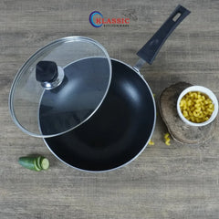 Klassic Induction Base Wok Pan Long Side Handle - Versatile Non-Stick deep Wok Cookware for Flawless Stir-Frying | Heat-Resistant Handle | Easy to Clean - Klassic Kitchenware UK